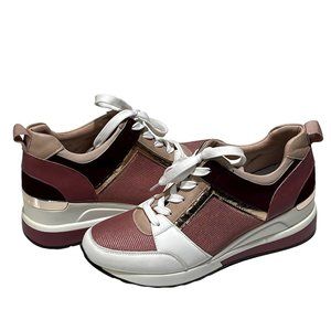 Yolanda Zula Women Wedge Heel Lace Up Platform Sneakers Walking Shoes Rose Sz 10